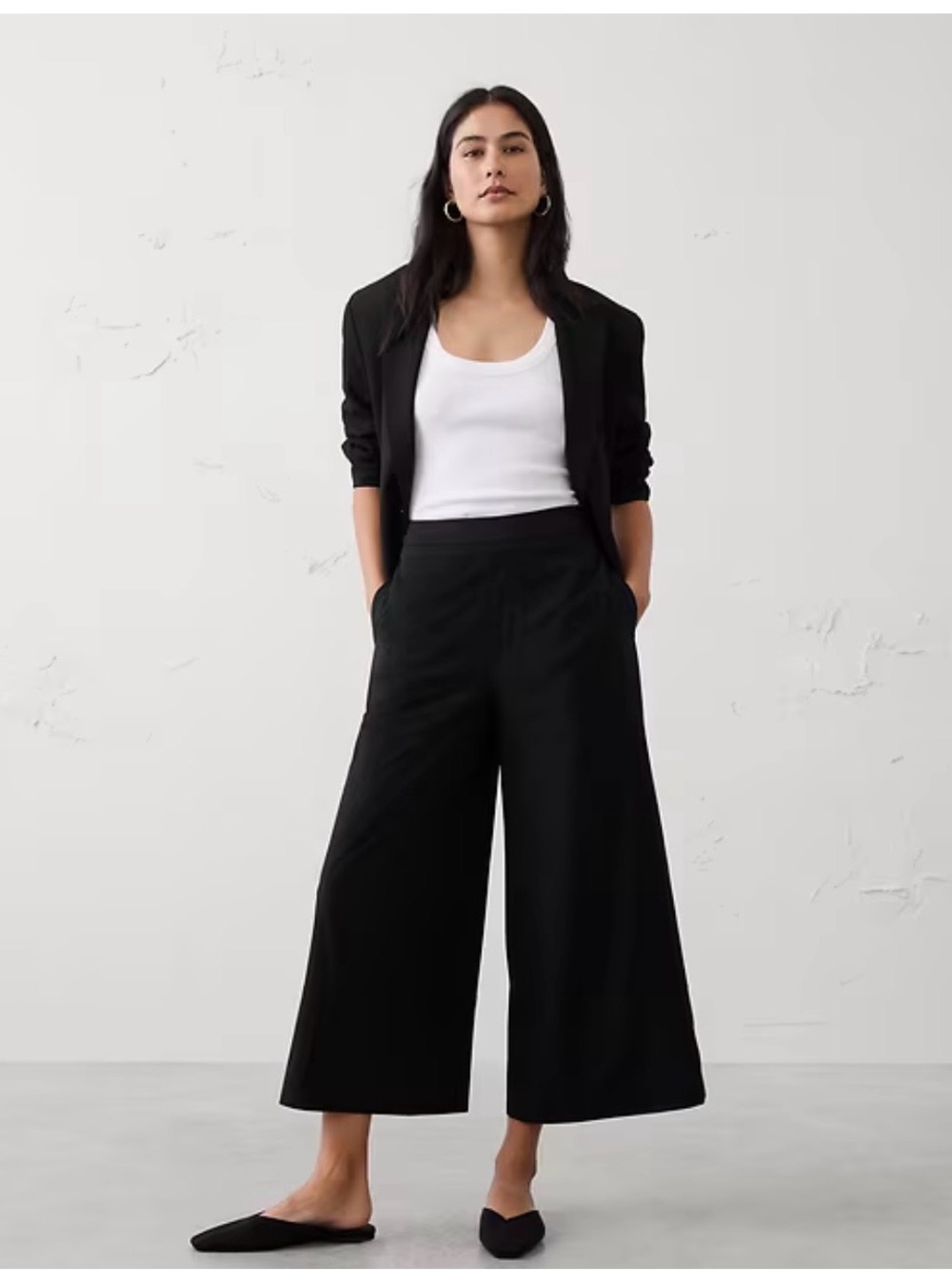 Banana Republic Black Wide-Leg Cropped Pants